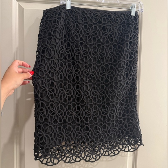 SOLD - 100% Cotton V Cristina Black Embellished Cut-Out Pencil Skirt - Picture 2 of 5